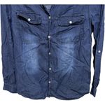 Charlotte Russe  Retro Western Chambray Button Down Long Sleeve Stone Wash Large Photo 2