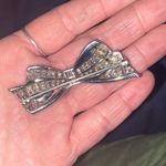 Crystal Rhinestone & Silver Tone Bow Tie Pin/Brooch Photo 3