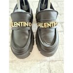 Valentino Elettra Leather Lug Sole Classic Black Loafer Gold Hardware Shoes Sz 7 Photo 6