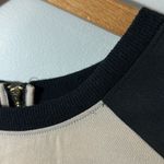 Anne Klein  Black and Cream Blouse Two Tone Long Sleeve Blouse Semi-sheer Med Photo 4