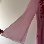 ASOS NEW!  Design stunning tie back pleated sleeve midi dress pink red embroidery Photo 4