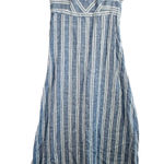 St Tropez West Linen Maxi Dress Blue White Striped Sundress Spaghetti Strap Sz 4 Photo 0
