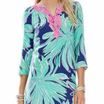 Lilly Pulitzer Rylee Shift Silk Dress Bright Navy Tiger Palm Size 0 Photo 0