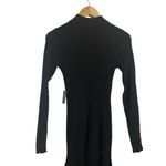 EXPRESS  Black Ribbed Knit Long Sleeve Mock Neck Asymmetric Sweater Midi Dress M Photo 9