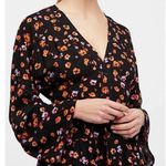 Free People L'amour Floral Long Sleeve V Neckline Button Down Romper New 2 Black Photo 7