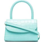 By Far Mini Croco Embossed Top Handle Bag Purse Light Blue Crossbody Leather Photo 0