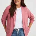 Torrid Studio Crepe Notch Collar Blazer in Mesa Rose Long Sleeve Open Front Pink Photo 0
