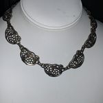 Vtg 1940s Designer Dancraft Floral Cutwork Silver Vintage Choker Necklace Photo 1