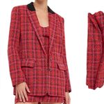Endless Rose NEW Plaid Bouclé Blazer Red & Pink Photo 1