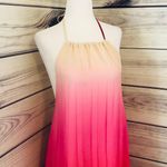 Colorful Ombré Backless Pleated Maxi Dress Pink Photo 2