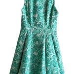 Yoana Baraschi  Fit‎ & Flare Jacquard Cocktail Dress in Green Florals, Size 2 Photo 0