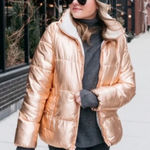 J.Crew J. CREW Rose Gold Metallic Puffer Jacket size XS Photo 0