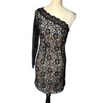 Alexia Admor Womens S Black Asymmetric One Shoulder Lace Top Elegant Edgy Photo 1