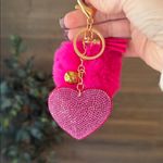 Valentine’s Day, pink rhinestone heart with pom Photo 1