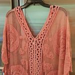 Rachel Zoe 💕💕 Scallop Trim Embroidered Lace CoverUp Dress ~ Dusty Rose OS NWT Photo 3