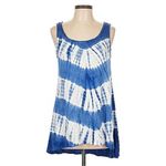 cupio  Women's Blue Soft Long Tye Dye Scoop Neck Tunic Tank Top sz L Dreamy Festi Photo 1