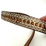 DDD 3D Calf Hair Bling Studded Amber Rhinestone Western Belt Size 34 Brown Photo 2
