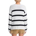 AQUA  Women's Striped Cotton Knit Sweater White and Navy‎ Blue Size L Photo 1