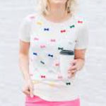 Talbots party bows crewneck sweater women’s size XL petite ivory multicolor bows Photo 0