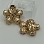 Vintage Sunflower Yellow Floral Clip on Earrings Gold Photo 2