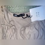 ZARA NWT Small  midi v-neck laces dress Sleeveless Cream Dress with Ruffle Hem Photo 7