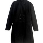 ZARA Double Breast Wool Blend Long Sleeve Faux Pocket Lined Trench Coat M Black Photo 9