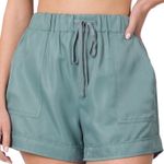 Zenana Outfitters Blue Gray Drawstring Shorts Size Small Photo 0