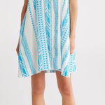 Elan Womens White Blue Geometric Print Halter Neck Mini Dress Beach Cover Up XL Photo 0