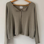 Blu Pepper  Sage Green Waffle Knit Thermal Top Photo 0