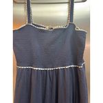 Boden Navy Smocked Trim Maxi Dress Tiered Ruffle Trim Empire Waist Size 16/18 White Photo 4