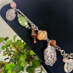 Unique Religious Metal Charm Necklace Earrings Set Silver Photo 2