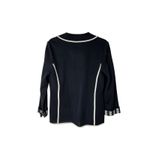 Ming Wang  Nautical Preppy Blazer S | Navy Knit Contrast Trim Jacket Photo 3