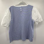 Talbots  Blouse Shirt Woman XL Blue Stripe Puff Sleeve Coastal Beachy Nautical Photo 12