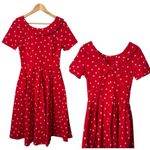 GOWN TOWN Red Polka Dot Dress Fit and Flare Bow Pin Up Retro 50s Size Medium NWT Photo 2