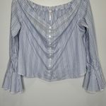 Free People Free People March To The Beat Top Medium Off the Shoulder Striped Bell Sleeves Photo 5
