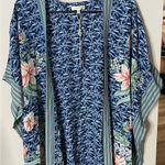 Max Studio Blue Floral Kimono Cardigan Cover Up Wrap 3X New with Tags Photo 2