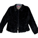 Betsey Johnson  Jacket Womens Medium Black‎ Faux Fur Edgy Gothic Whimsical Retro Photo 0