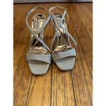 Badgley Mischka  Women's Ebiza Heeled Sandal, Silver Fabric, Size 7.5 Photo 2