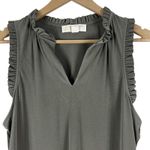 Michael Kors Mini Dress Womens M Olive Green Ruffle Sleeveless Earthy Modest Photo 1