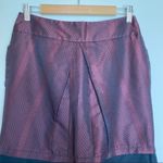 BCBGMAXAZRIA  Jamie skirt 4 burgundy satin pleated colorblock herringbone mini Photo 1