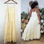 FORE Yellow tiered maxi dress flowy summer dress adjustable straps Size Small Photo 6