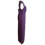 MSK Purple Illusion Keyhole Lace Faux Wrap Long Formal Gown Dress 14 Stretch NEW Photo 10