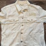 Disney Gap x  Mickey and Minnie Mouse Embroidered White Denim Jacket Large Photo 4