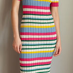 English Factory  Short Sleeve Striped Sweater Dress Photo 0