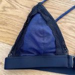 Hollie Watman Denim and Black Lace Triangle Bikini Top Photo 1