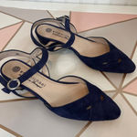 Eric Michael Navy Made In Portugal Suede Camila Low Heel Flats Sling Back Size 7 Photo 0