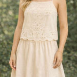 Free People  NWT ivory eyelet lace tiered mini dress size 0 Photo 0