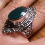 Bali Legacy Verde Onyx Sterling Silver Antique Garden and Floral Ring (Size 9) Photo 1