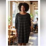 Chico's  Black White Striped T-Shirt Dress with long  Sleeves Size XL Photo 9