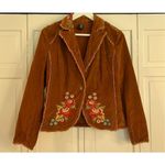 Kikit Jeans Y2K brown corduroy embroidered floral jacket small Photo 1